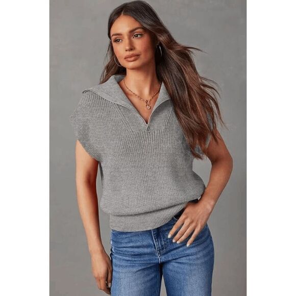 Sleeveless Half Zip Pullover Sweater - 2XL - Picture 2 of 4